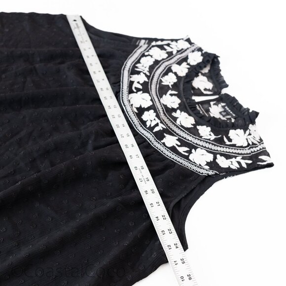 Torrid Size 2 Clip Dot Embroidered Tank Chiffon Black Festival Office Romantic - Picture 7 of 9
